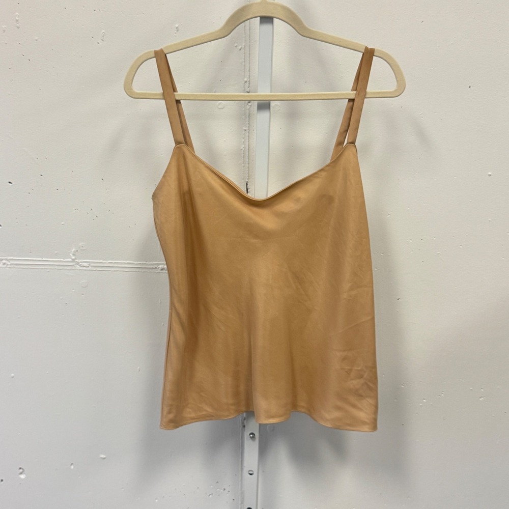 Diva by Dana Buchman Tan Satin Camisole Top Size‎ M V-Neck Sleeveless Tank
